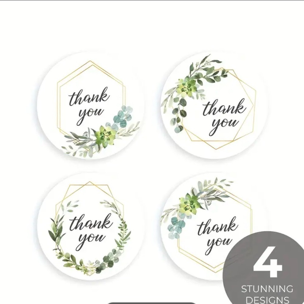 PRICE IS FIRM - Set of 500Greenery Thank You Stickers